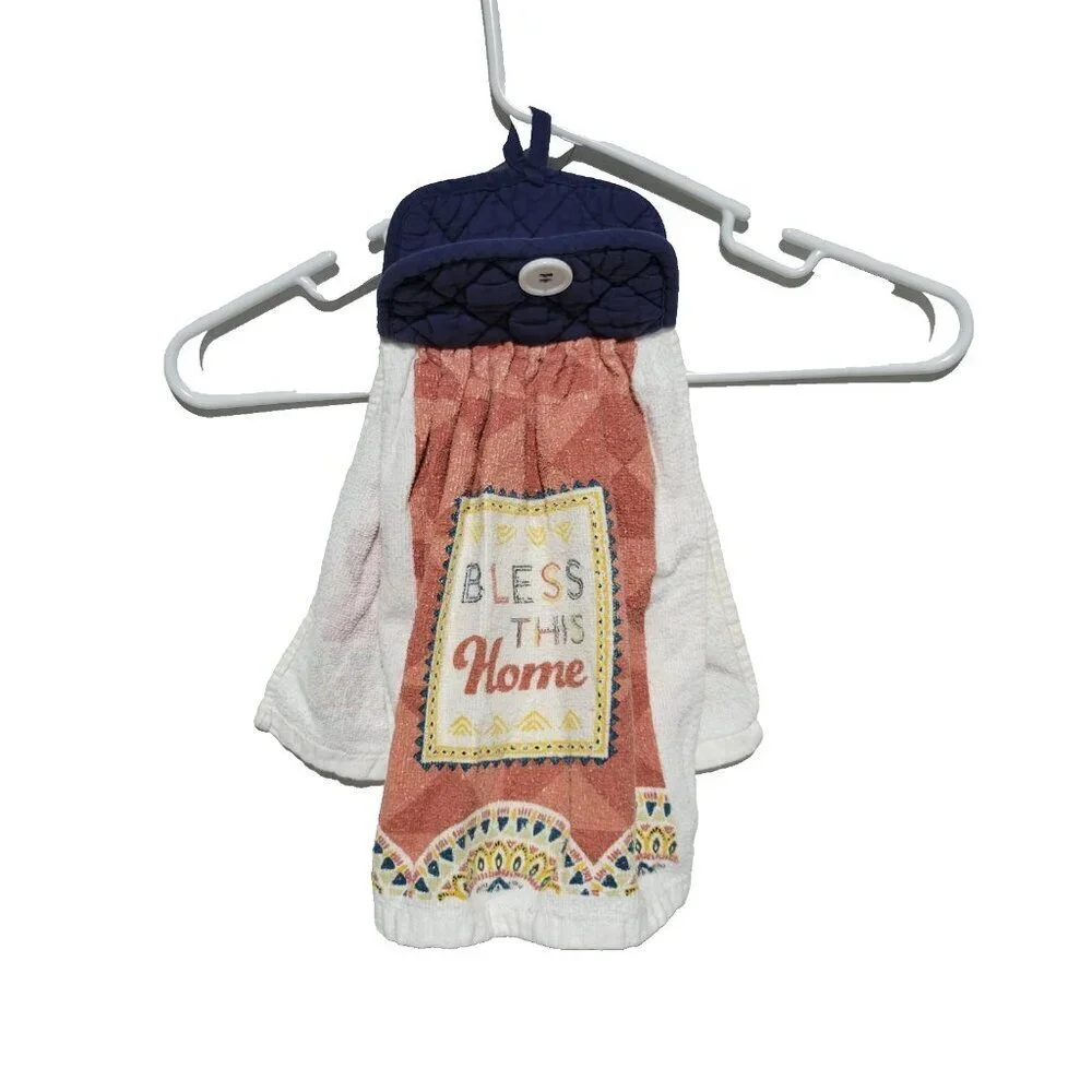 Hanging Kitchen Over Oven Dish Towel Bless This Home Potholder Vintage